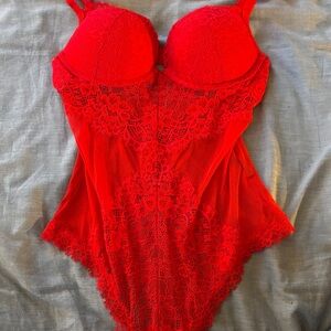 H&M Vibrant Red Lace Bodysuit